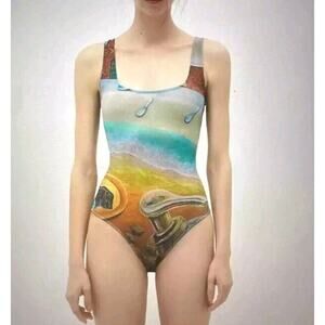 NWT ZARA Larissa DE Jesus negron print Stretch bodysuit 0085/371 Size Small